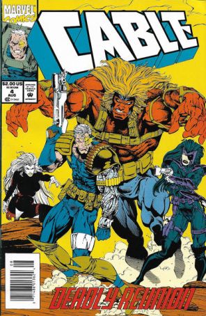 Cable #4 (Newsstand) (with card) published by Marvel with cover art by Bart Sears